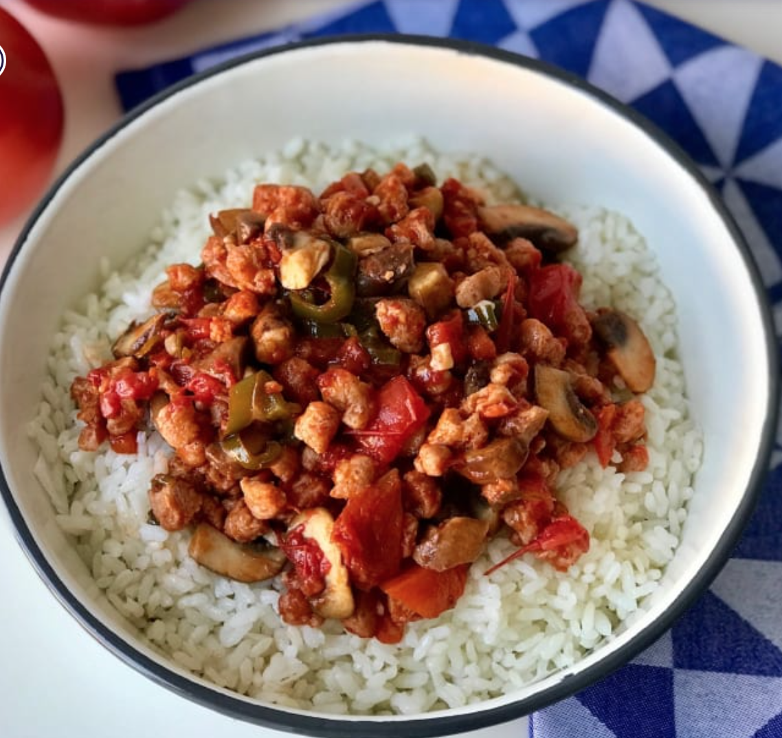 Bowl de Arroz con Soja Texturizada y Verduras
